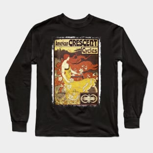 Art Nouveau - American Crescent Cycles Paul Berthon Alphonse Mucha Vintage Fantasy Long Sleeve T-Shirt